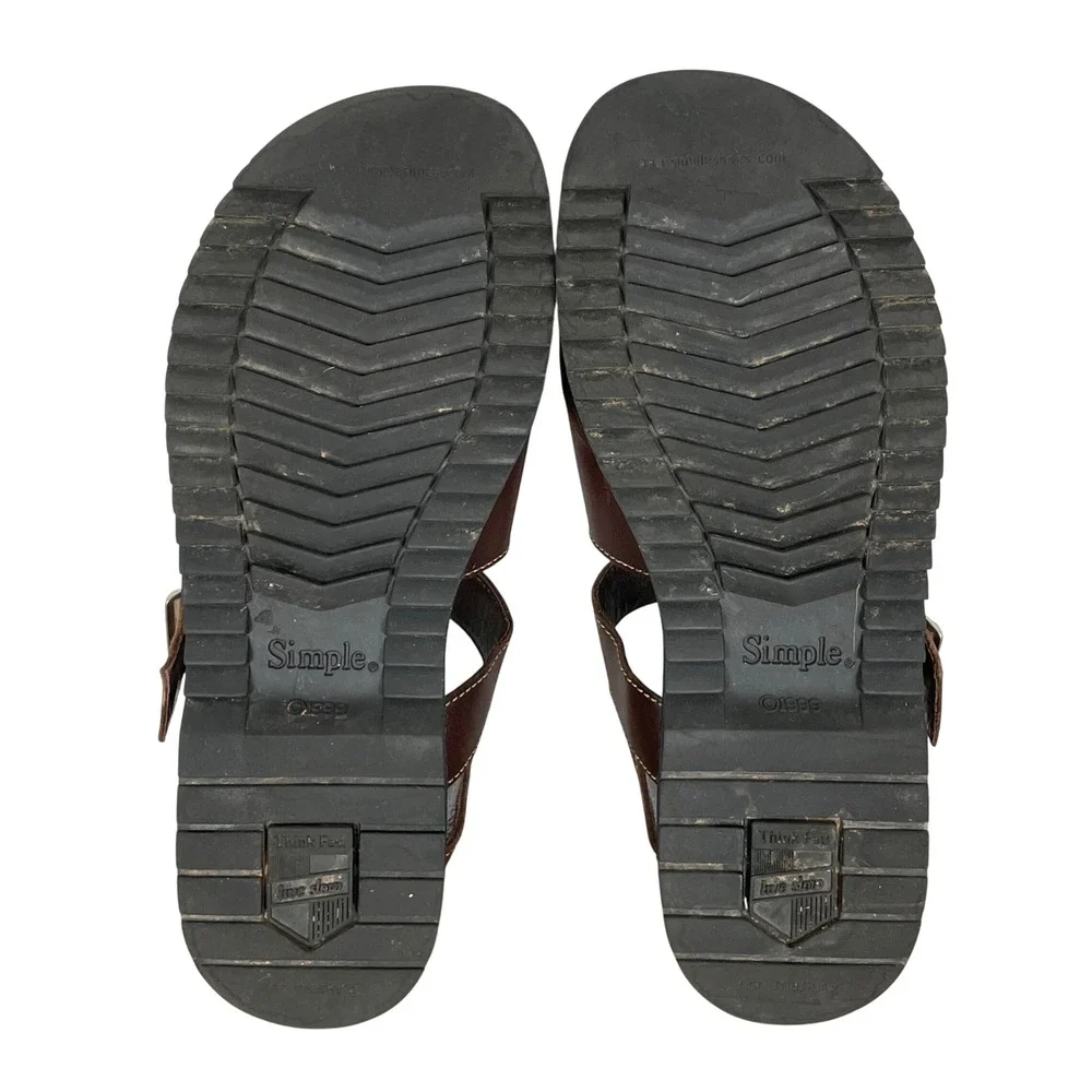 VTG Simple Brown Leather Fisherman Sandals Mens 11 Earthy Rugged Comfort Outdoor